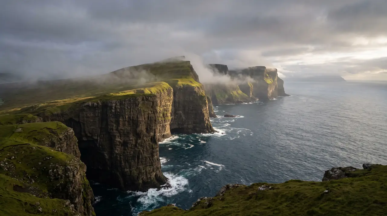 The cliff line running south