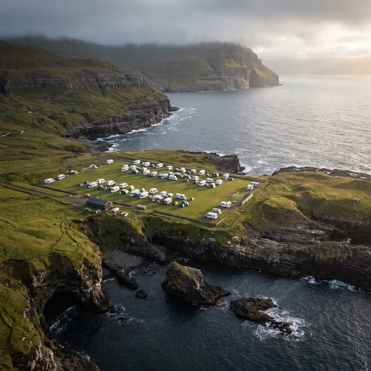 The old pitch, now a campsite