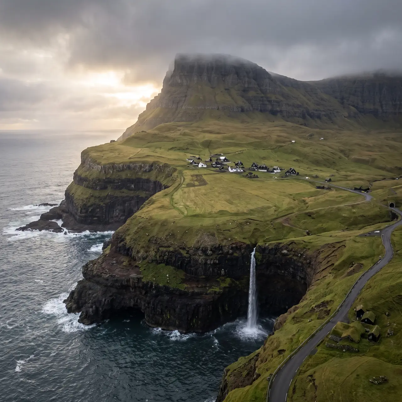 Fifteen houses · one road