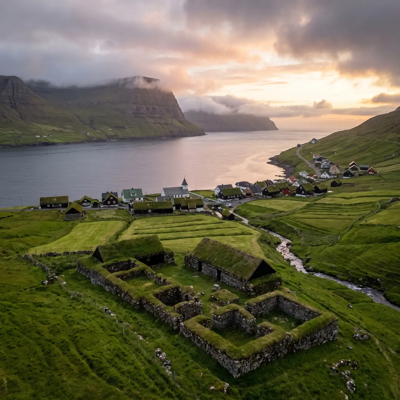 Niðri á Toft · turf-walled foundations